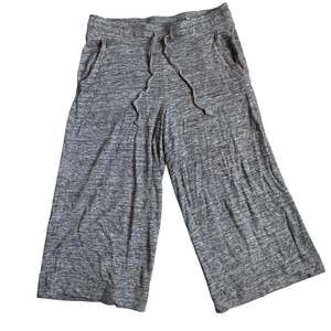 mae Cropped Wide Leg Drawstring Gray Pants - Size Medium